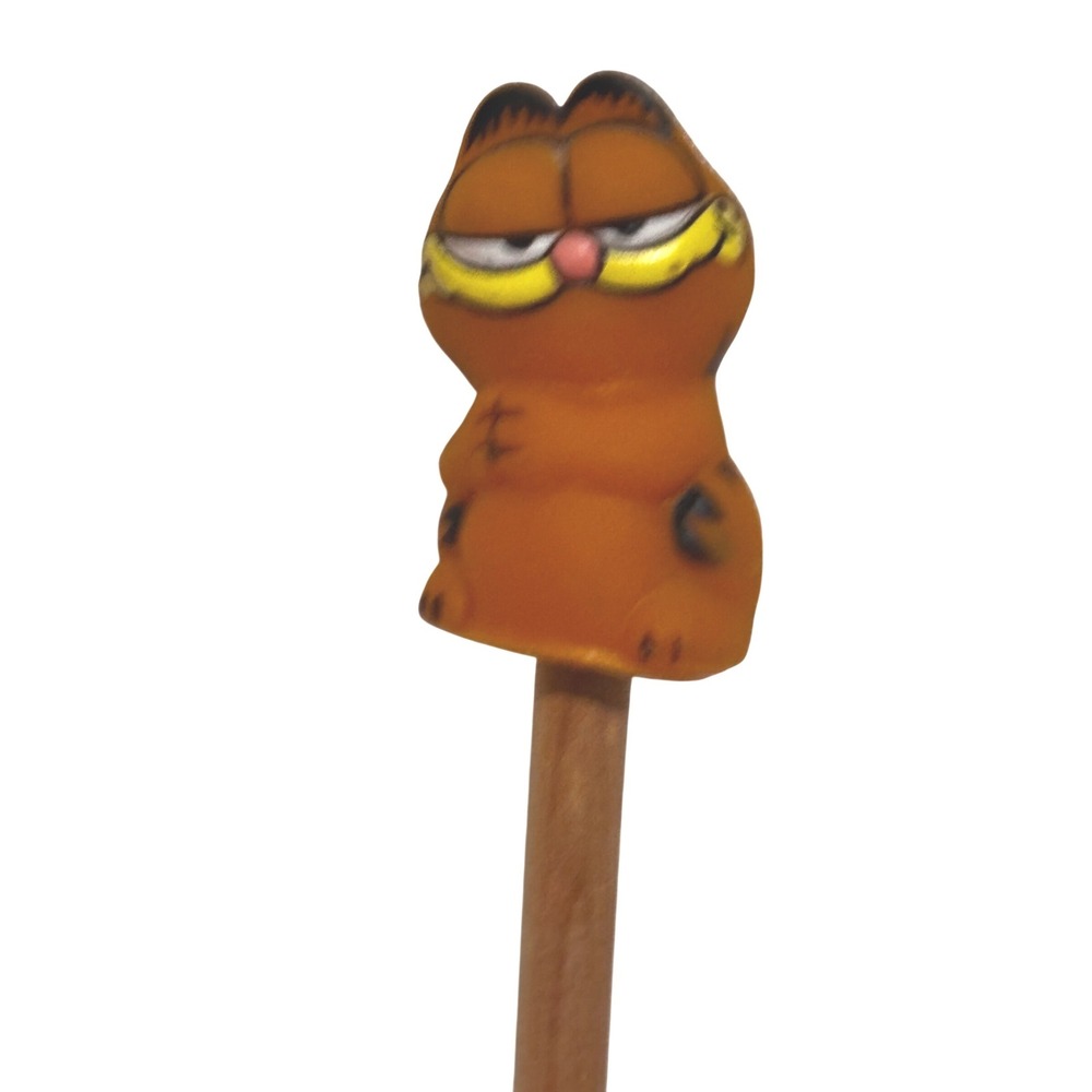 Vintage Garfield Rubber Pencil Topper with Multi Color Lead Wood Pencil Retro